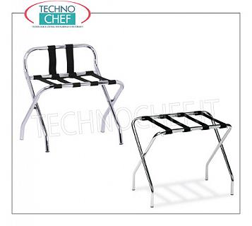 Technochef - Room suitcase rest Luggage rack-Luggage rack with folding structure in chromed steel tube, removable black PVC straps and rubber feet, available in 2 VERSIONS, with or without sides