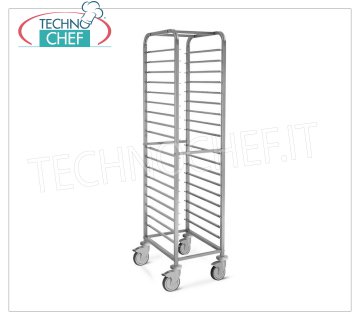 TECHNOCHEF - STAINLESS STEEL TROLLEY for 18 TRAYS GN 1/1, Mod.2062 STAINLESS STEEL RACK TROLLEY with Anti-tipping Guides to '' C '' with Latch for 18 TRAYS GN 1/1 (mm 530x325), dim.mm.450x610x1800h