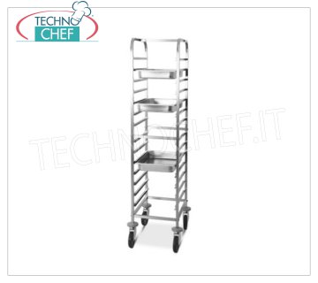 TECHNOCHEF - STAINLESS STEEL TROLLEY for 14 TRAYS GN 1/1, Mod.2070 STAINLESS STEEL RACK TROLLEY with Rollover Guides to '' C '' for 14 TRAYS GN 1/1 (mm 530x325), dim.mm.440x600x1630h