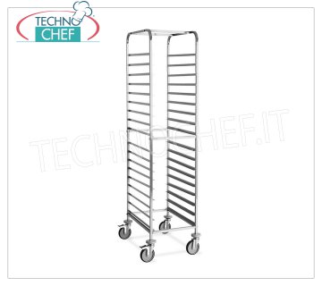 TROLLEY Pizza-Pastry tray holder for 18 TRAYS 60x40 cm, STAINLESS STEEL TROLLEY with `` L '' guides for 18 TRAYS of mm 600x400, dim.mm.520x720x1760h