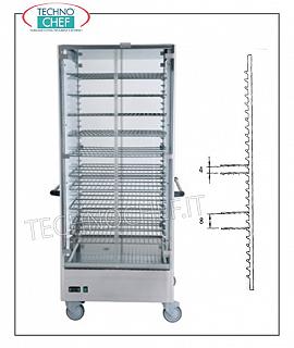 Hot plate trolley, for 60 plates, diameter 310 mm, or 90 plates, diameter 200 mm HOT TAPER TROLLEY in the version with 15 GRILLS of mm.650x650 for a total of 60 PLATES with MAX DIAMETER of 310 mm or 90 PLATES with MAX DIAMETER of 200 mm, static heating with temperature between 30 ° and 60 ° C, V.230 / 1, Kw.2.00, dim.mm 830x770x1900h