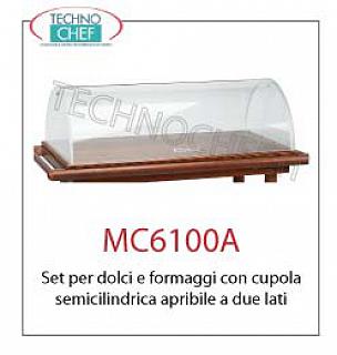 Wooden service trolleys Sweets and cheese cheeses with semi-open cup dome 2 sides, dim mm. 940x530x290h