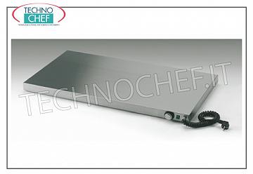 Stainless steel hot plates STAINLESS STEEL FLOOR, IN STAINLESS STEEL 18/10, ADJUSTABLE TEMPERATURE + 30 ° / + 90 ° C, V.230 / 1, Kw.0,25, dimensions mm 500x350x60h