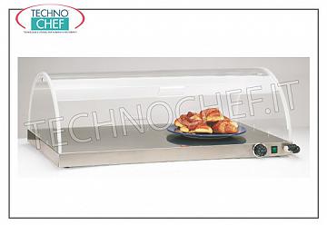 Hot plates in stainless steel HOT maintenance top, in 18/10 STAINLESS STEEL with PLEXIGLASS DOME, compass opening from 1 side, V 230/1, Kw 0.45, dimensions 920x520x330h mm