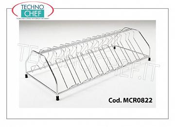 Wooden service trolleys Chained 12-seat chrome-plated steel wire holder, dim.mm 700x400x220h