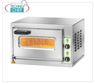 FIMAR - Electric pizza oven for 1 pizza, 40.5x40.5 cm chamber, 22 cm high, mechanical controls, mod. MICROVC22 ELECTRIC PIZZA OVEN, 1 CHAMBER measuring 405x405x220h mm, with GLASS DOOR and lighting, refractory hob, 2 ADJUSTABLE THERMOSTATS for BASE and TOP, temperature from +50° to +500 °C, V.230/1, Kw.2 ,2, Weight Kg.33, external dimensions mm.600x560x400h