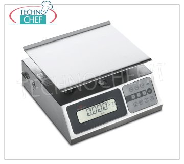 Digital electronic table scale, maximum load 10 Kg Digital electronic table scale, max. Capacity 10 Kg, division 2 gr., Stainless steel plate mm. 240x180, with tare and net weight, Weight 3.5 Kg, dim. external mm. 248x253x132h