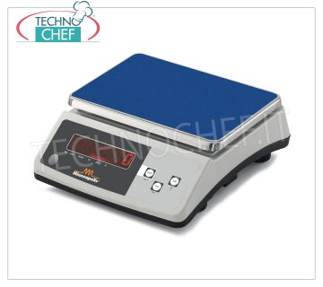 Electronic digital table scale, max capacity 30 Kg Electronic digital table scale, max capacity 30 Kg, division 1 gr, stainless steel plate mm. 255x185, with tare and net weight, Weight 3.8 Kg, dim. external mm. 255x300x110h