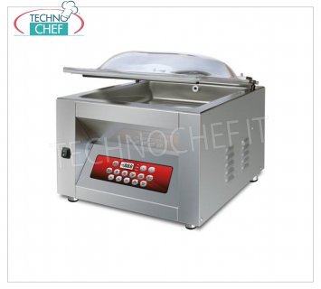 Professional vacuum chamber machine, 45 cm sealing bar, 46x50x22h chamber, mod.MIXER EUROMATIC VACUUM PACKAGING MACHINE with BENCH HELL, CHAMBER mm.460x500x220h, SEALING BAR of 450 mm, VACUUM PUMP of 20/24 metres/cubic/hour, V.230/1, Kw. 0,90, Weight 68 Kg, dim.mm.560x610x450h