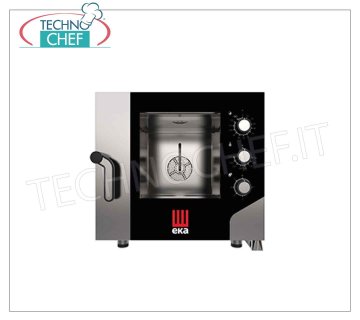 Tecnoeka - Electric Convection-Steam OVEN for 5 GN 1/1 TRAYS, Mechanical Controls, mod. MK511S CONVECTION STEAM OVEN Electric fan TECNOEKA , Professional with cooking chamber for 5 GASTRO-NORM 1/1 TRAYS, ELECTROMECHANICAL PANEL, V.380/400 3N, Kw. 7.8, Weight 78.4 Kg, dim.mm. 730x855x700h