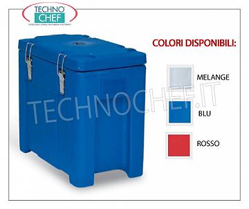 Isothermal containers for Gastronorm containers ISOTHERMAL container in POLYETHYLENE, for keeping hot or cold liquid foods, in the TOP OPENING version suitable for containing 1 GASTRO-NORM 1/3 TRAY 200 mm HIGH, capacity 13.75 l, Weight 45 Kg, dim.mm.240x430x375h