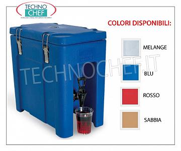 Isothermal containers for beverage distribution ISOTHERMAL container in POLYETHYLENE, for keeping hot or cold drinks, capacity 10 lt., version with FRONT DISPENSING TAP and TOP OPENING, Weight 4,6 Kg, dim.mm.240x430x430h