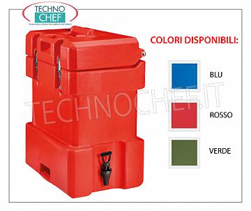 Isothermal containers for beverage distribution ISOTHERMAL POLYETHYLENE container, for maintaining hot or cold beverages, capacity 25 liters, version with FRONT DISPENSE TAP and UPPER OPENING, Weight 8 Kg, dim.mm.310x455x588h