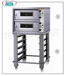 Electric Pizza Oven, 2 chambers for 6 + 6 Pizzas diam. 33 cm MONOBLOCK electric pizza oven for 6 + 6 pizzas diam. 33 cm, with 2 CHAMBERS with INDEPENDENT control of 660x1060x140h mm, V 400/3, Kw 15.4, dim. external mm 920x1290x660h