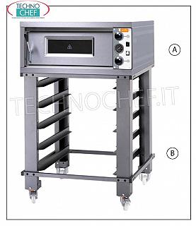 Electric Pizza Oven, Transversal chamber for 6 Pizzas diam. 33 cm Electric pizza oven for 6 pizzas diam. 33 cm, with CHAMBER 1060x660x140h mm, refractory top, MORETTI - GRAIN line, V 380/3, kW 8,2, dim. external mm 1320x890x360h