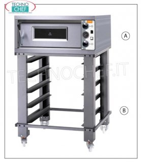 Electric Pizza Oven, chamber for 4 Pizzas diameter 35 cm, Electric pizza oven for 4 pizzas diam. 35 cm, with CHAMBER 720x720x140h mm, refractory top, MORETTI - GRAIN line, V 380/3, kW 6, dim. external mm 990x1060x370h