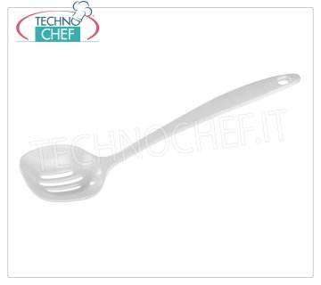 Technochef - PERFORATED SPOON in MELAMINE, Mod. MPA22033 White melamine perforated spoon, length 300 mm.