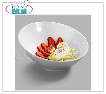 Technochef - MELAMINE ROUNDED BOWL Inclined round bowl in white melamine, dim.mm.212x208x104h