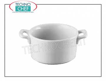 Porcelain pots CASSERUOLA TONDA WITH HANDLES, Diameter cm.10, h.5,5, Brand MPS PORCELLANE SARONNO - Available in 6-pack