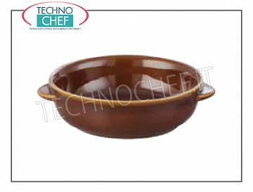 Porcelain pottery BROWN PAN WITH HANDLES, Diameter cm.13, h.5, Brand MPS PORCELAIN SARONNO - Available in pack of 6 pieces