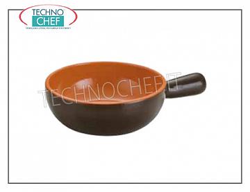 Terracotta casseroles and pots Brown two-tone terracotta fire pot 1 handle, Diameter 15 cm, Brand DE SILVA - Available for purchase in packs of 12