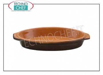 Terracotta casseroles and pots Oval baking dish 2 handles in bicolor brown fire clay, cm.20.5x12.5, h.3, Marca DE SILVA - Available for purchase in packs of 12
