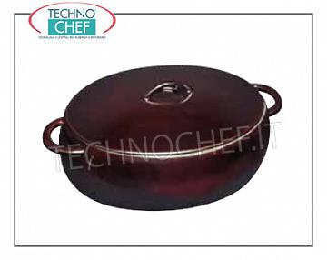 Technochef - Enamelled cast iron dished casserole, 33x27 cm Rounded oval casserole in enameled cast iron, cm.33x27, Brand ILSA - Available for purchase in packs of 2