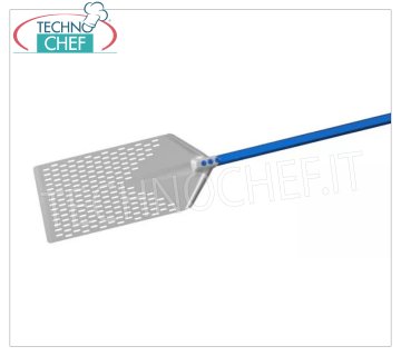 GIMETAL - Perforated shovel for Roman grip, cm.40x23 - mod.135419 Rectangular perforated aluminum shovel for baking Roman pinsa or pizza by the metre, dim.cm.40x23, handle length 60cm.