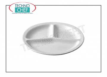 Porcelain tableware WHITE 3-COMPARTMENT PLATE, Diameter 27 cm, Brand SATURNIA - Available in 6-piece pack
