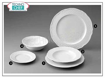 SATURNIA - WHITE MALAGA Porcelain Collection - Restaurant Plates FLAT PLATE, Malaga White Collection, Diameter 26 cm, Brand SATURNIA - Available for purchase in 12 pieces pack