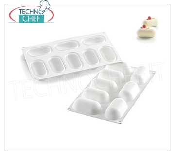 '' Pillow '' silicone mold, dim.mm.82x43, h 32 mm '' Pillow '' baking mold in flexible and non-stick silicone, dim.mm.82x43, h 32 mm.