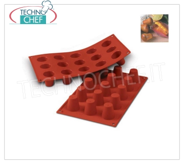 Silicone mold '' Mini Babà '', Ø35 h 38 mm '' Mini Babà 'baking mold in flexible and non-stick silicone, diameter 35 mm, h 38 mm