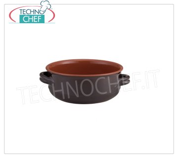 Technochef - POT WITH 2 HANDLES in TERRACOTTA Ø 32 cm, Mod. 132739 Two-handle brown terracotta fire pot with two handles, diameter 32x12h cm