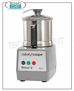 CUTTER-OMOGEINIZZATORE BLIXER 3, tank capacity lt.3,7, Brand ROBOT COUPE, professional CUTTER-HOMOGEINIZER BLIXER 3, Brand ROBOT COUPE, with 3.7 lt - 1 speed, 3000 rpm, Pulse commands, V. 230/1, Kw 0.75, Weight 13.2 kg, Dimensions mm 242x304x444h