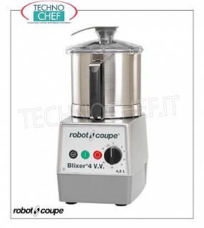 CUTTER-HOMOGEINIZER BLIXER 4 VV, tank capacity lt.4,5, Brand ROBOT COUPE CUTTER-HOMOGEINIZER BLIXER 4 VV, Brand ROBOT COUPE, with 4.5 lt Tank - Speed Variator from 300 to 3.500 rpm, Impulse Controls, V. 230/1, Kw 1.10, Weight 17.3 kg , Dimensions mm 242x332x479h