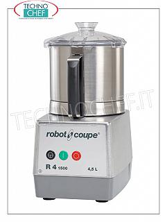 Table CUTTER R4-1V, tank capacity lt.4,5, ROBOT COUPE brand, professional Table CUTTER R4-1V, ROBOT COUPE brand, with 4.5 liter removable STAINLESS STEEL BOWL, Speed 1,500 rpm, V. 230/1, Kw 0,70, Weight 13 Kg, dimensions 225x305x440h mm