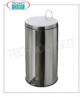 Stainless steel dustbin Stainless steel dustbin with transport handle, pedal cover, liters 40, diam.mm.360x625h