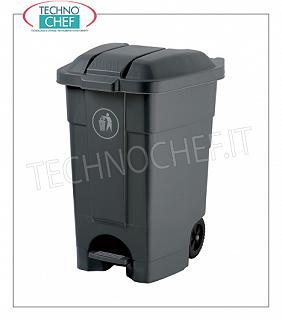 Plastic dust collectors Gray polyethylene dustbin on wheels, pedal cover, liters 70, dim.mm.510x575x700h
