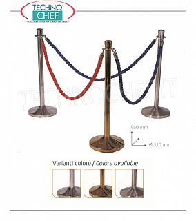 Delimitation cord in braided rope with hooks DELIMITATION ROPE lanes in BRAIDED ROPE in BLUE and BORDEAUX colors complete with hooks and HIGH ALUMINUM support cm 95 with finishing: STAINLESS, GOLDEN and BRILLIANT STAINLESS STEEL