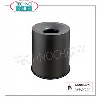 Wastepaper Self-extinguishing waste paper bin and ashtray in black painted metal, hole diam.mm.100, capacity 15 liters, diam.mm.250x325h