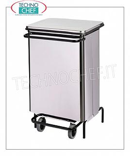Stainless steel dustbin Stainless steel dustbin on wheels, pedal cover with book opening, liters 70, dim.mm.480x420x755h