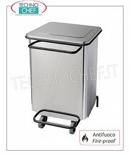 Stainless steel dustbin Stainless steel dustbin on wheels, pedestal cover, liters 70, with internal cavity free of openings to prevent fire propagation, dim.mm.480x420x755h