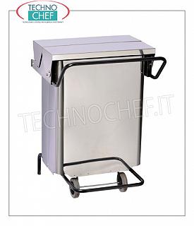 Stainless steel dustbin Stainless steel dustbin on wheels, pedal cover with central opening, liters 70, dim.mm.550x520x725h
