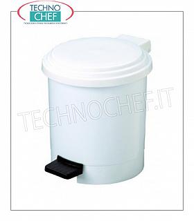 Plastic waste bins Dustbin in white polypropylene, lid with pedal opening, 3 liters, diam.mm.175x210h