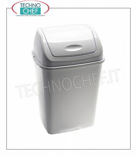 Plastic waste bins White polypropylene waste bin with tilting lid, 10 liters, dim.mm.235x190x360h, price each - Available in packs of 24 pieces
