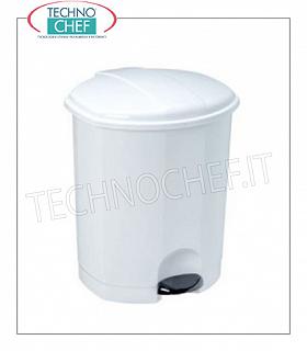 Plastic waste bins Bin in white polypropylene, lid with pedal opening, 5 liters, dim.mm.200x210x240h, price each - Available in packs of 12 pieces