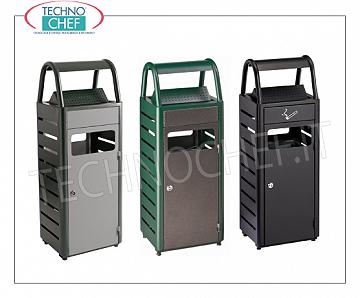 gettacarte Paper bin with galvanized steel ashtray, front door equipped with a vandal-proof lock, internal bucket with handle, capacity: 4 liters ashtray - 25 liters waste bin, mm.330x280x940h