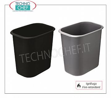 gettacarte Rectangular waste paper basket in fireproof polypropylene, available in black and gray, capacity 14 liters, dim.mm.295x210x310h
