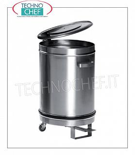 Stainless steel dustbin Trolley stainless steel dustbin with pedal cover, capacity 50 liters, diameter mm.390x600 h