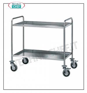 Service trolleys in stainless steel Stainless steel trolley with 2 folded shelves, dimensions 1020x600x900h mm